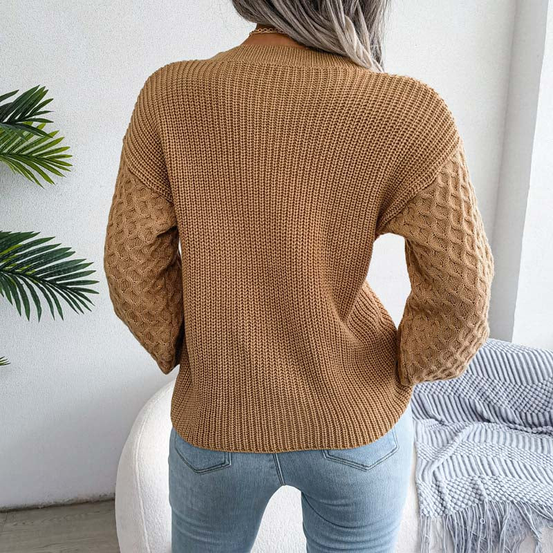 Lässiger einfarbiger Strick-Pullover