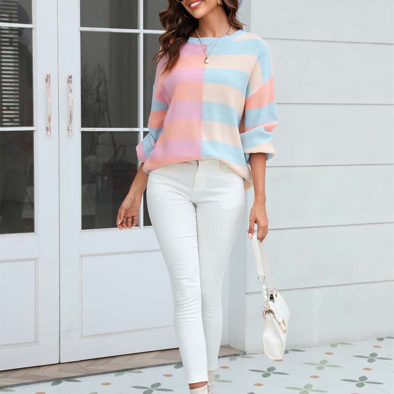 Lässiger Strickpulli mit Streifenmuster