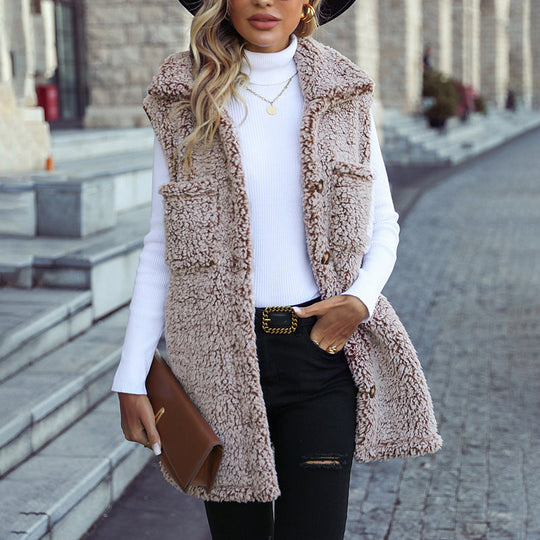 Lässiger Plüsch-Cardigan-Gilet