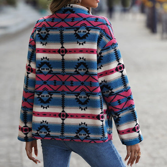 Lässiger Mantel mit geometrischem Print