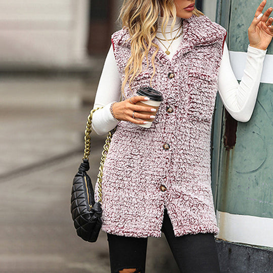 Lässiger Plüsch-Cardigan-Gilet