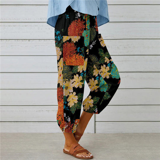 【Coton Et Lin】 Vintage Print Hose