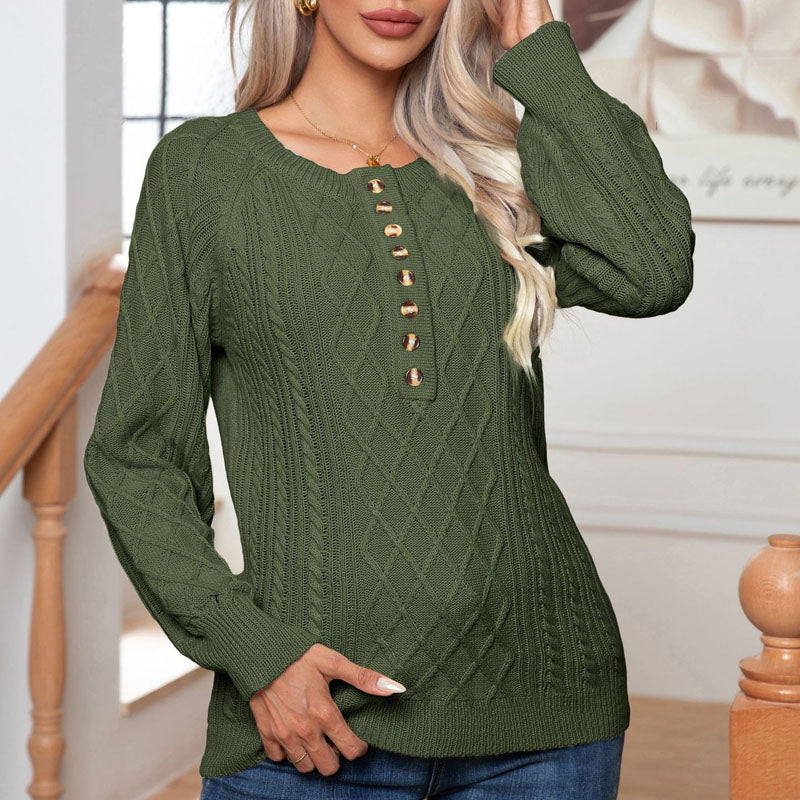 Lässiger gestrickter Pullover mit Zopfmuster