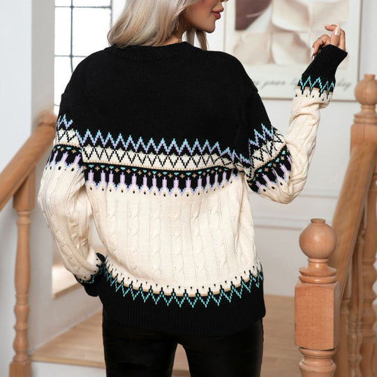 Pull mit geometrischem Vintage-Strick