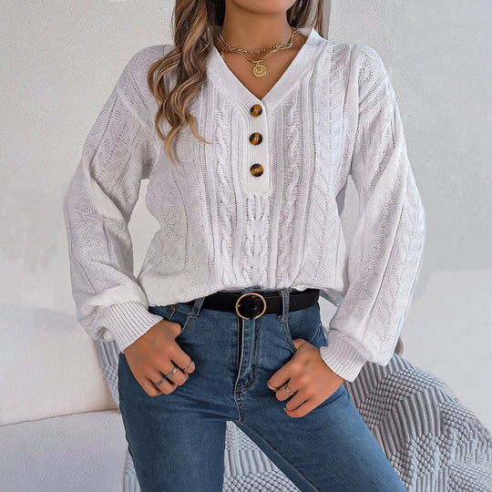 Lässiger gestrickter Pullover mit Zopfmuster