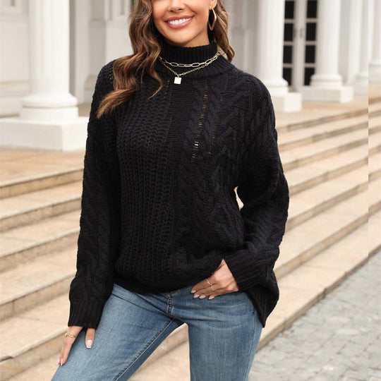 Lässiger Strickpullover mit Zopfmuster