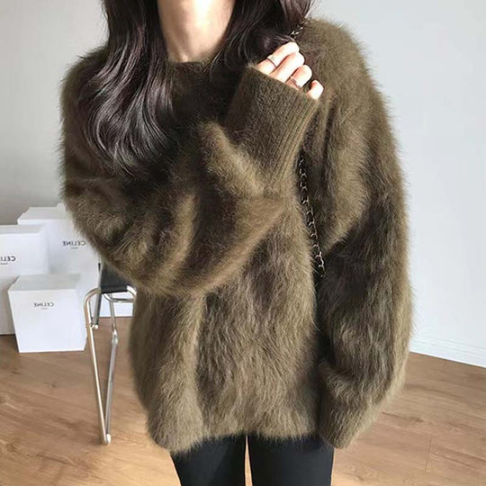 Lässiger einfarbiger Pullover