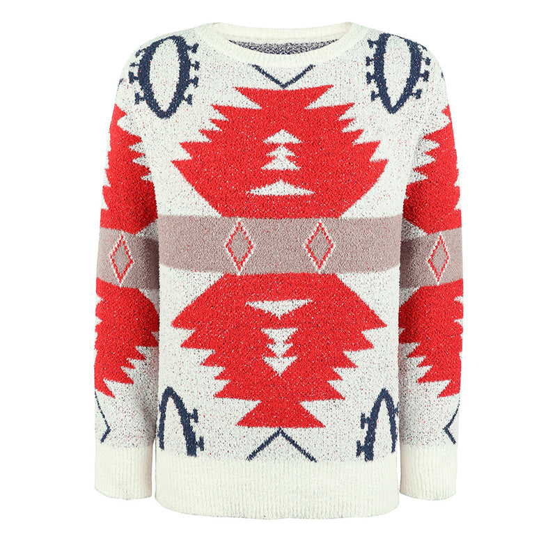 Lässiger geometrischer Strickpulli