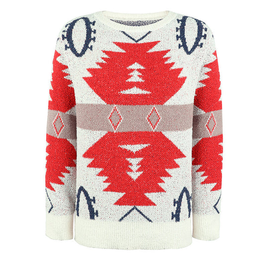 Lässiger geometrischer Strickpulli