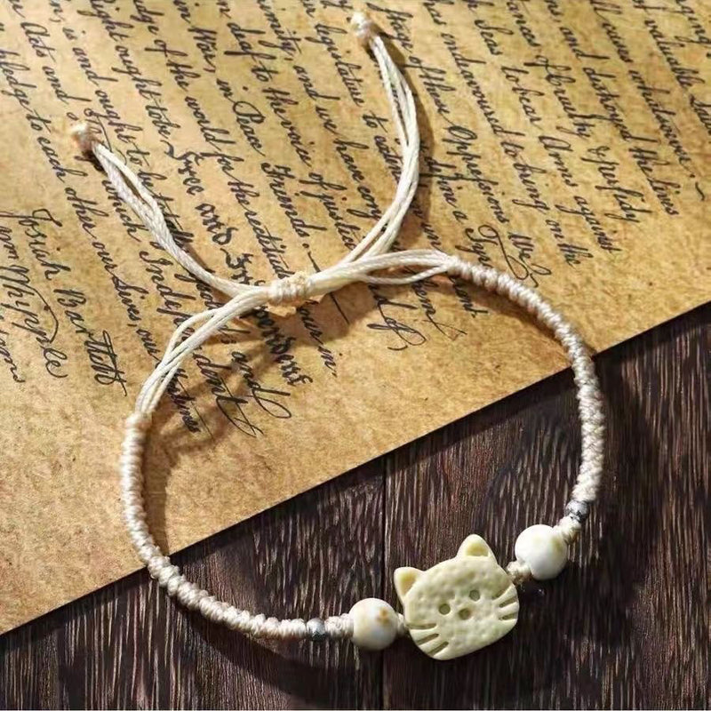 Herrenarmband aus geflochtenem Cartoon-Katzendesign