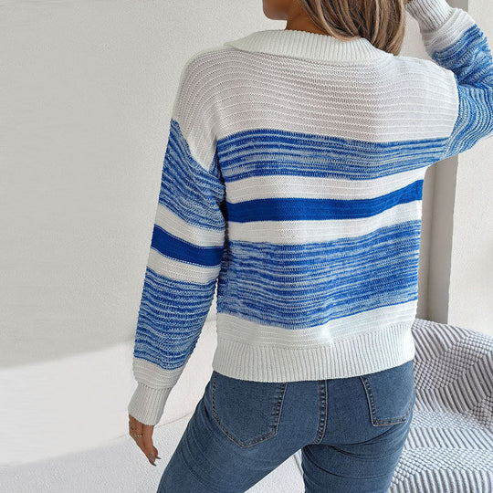 Lässiger gestreifter Strickpulli