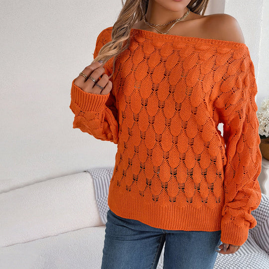 Freier gestrickter Pullover mit offenem Muster