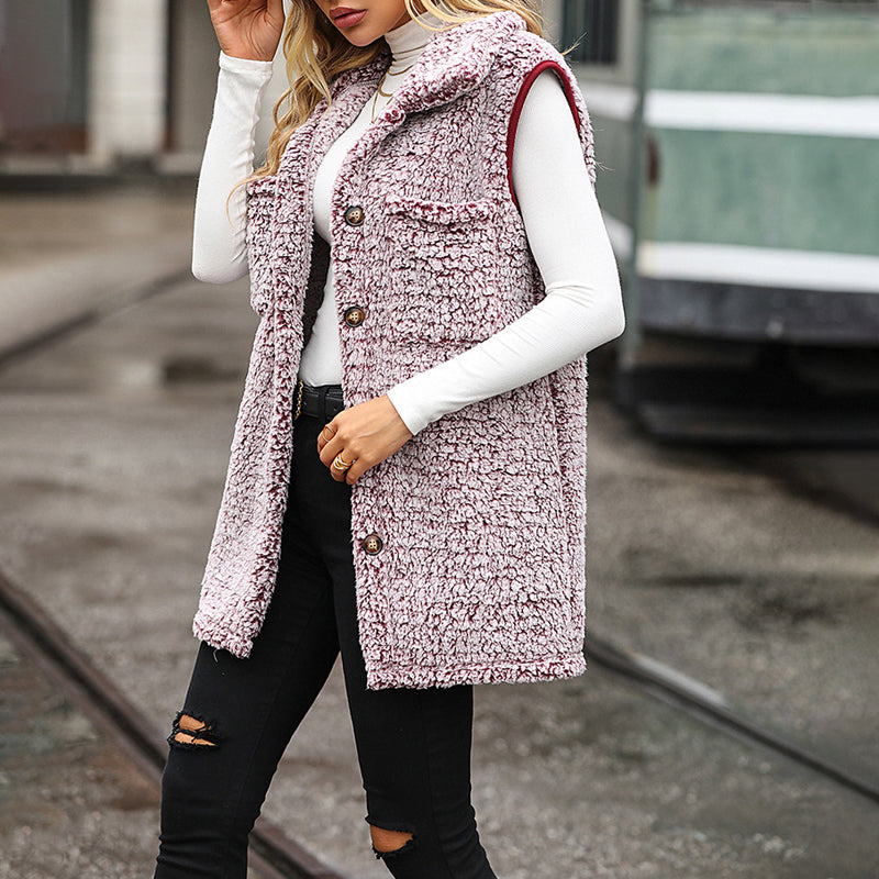 Lässiger Plüsch-Cardigan-Gilet