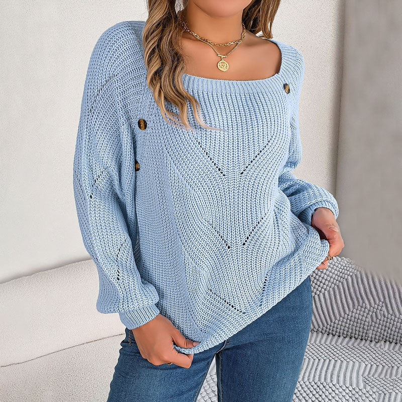 Lässiges einfarbiges Strick-Pullover