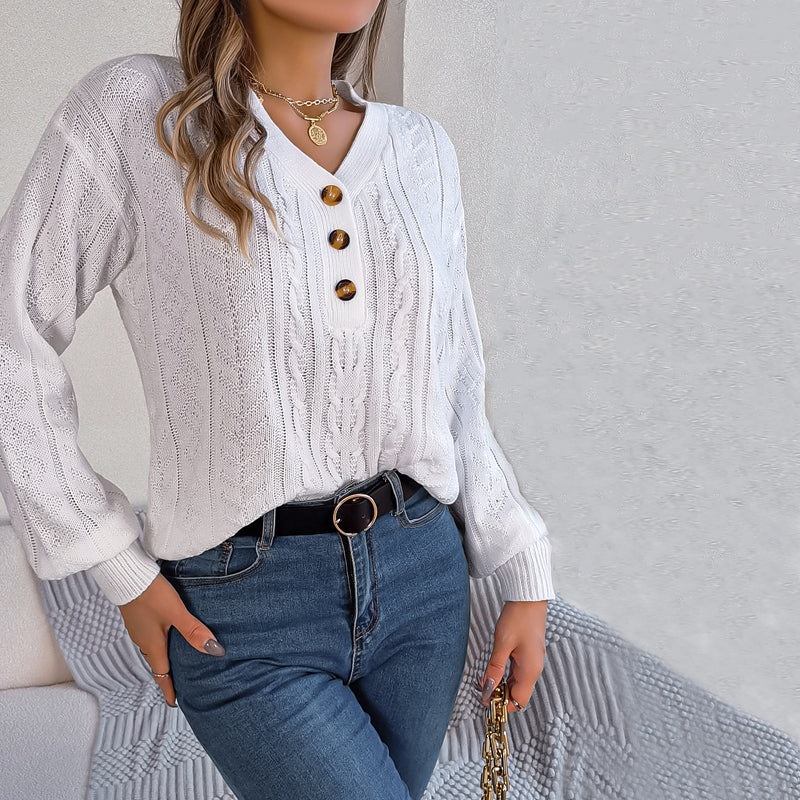 Lässiger gestrickter Pullover mit Zopfmuster