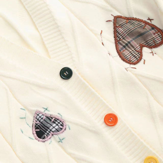 Gestickter Herz-Strickcardigan