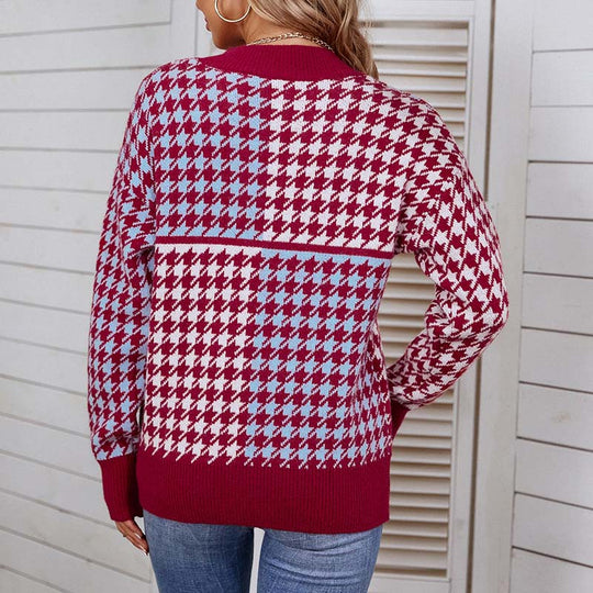 Lässiger Strick-Pullover mit geometrischem Muster
