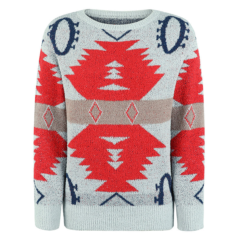 Lässiger geometrischer Strickpulli