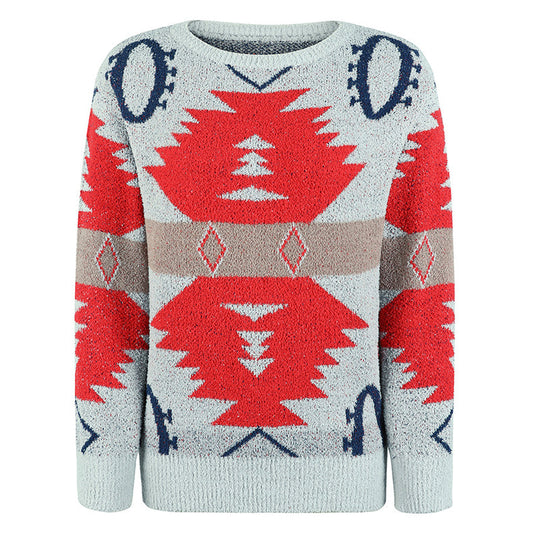 Lässiger geometrischer Strickpulli