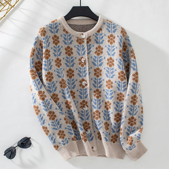 Vintage Blümchen Strickcardigan