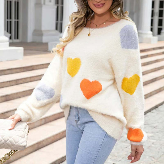 Pull mit Herzmuster aus Strick