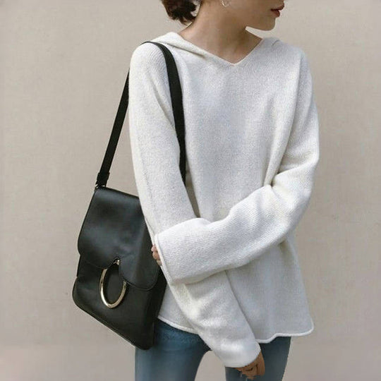 Einfarbige Kapuzen-Pull-Over