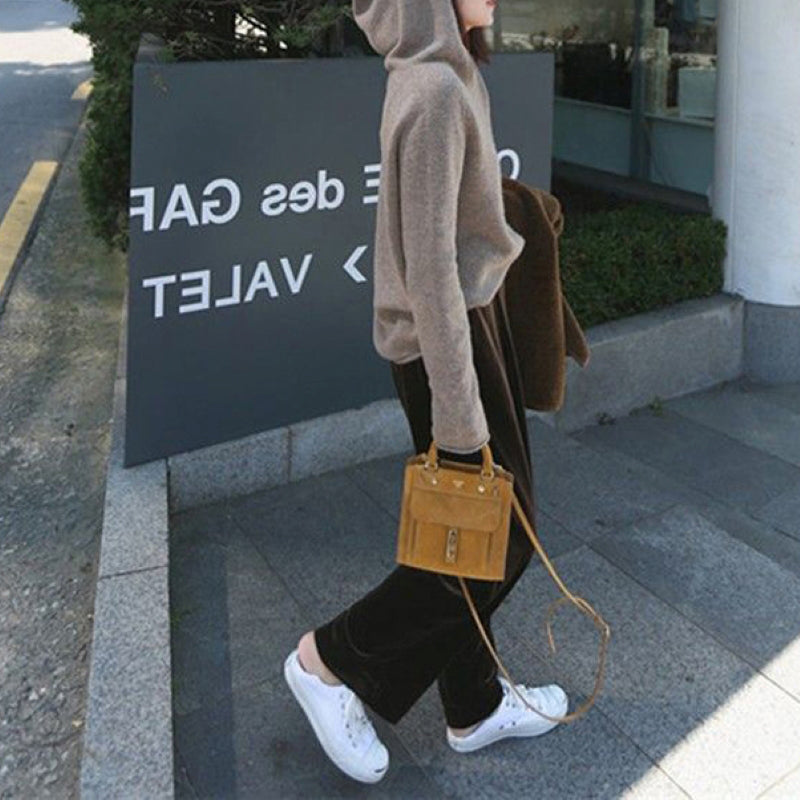 Einfarbige Kapuzen-Pull-Over