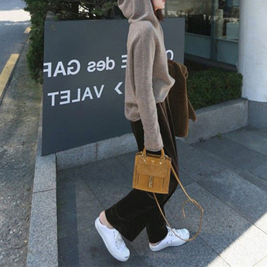 Einfarbige Kapuzen-Pull-Over