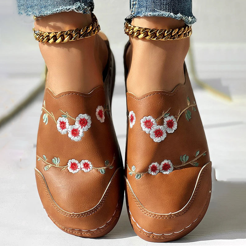 Vintage Blumen bestickte Hausschuhe