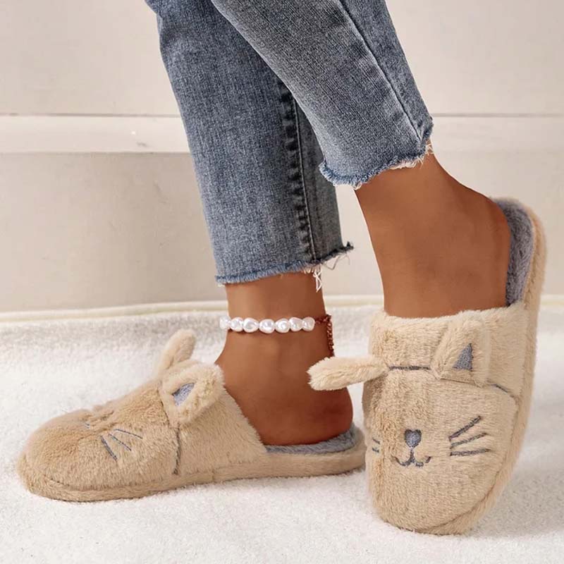Flauschige Plüsch-Schuhen mit Cartoon-Katzen-Design