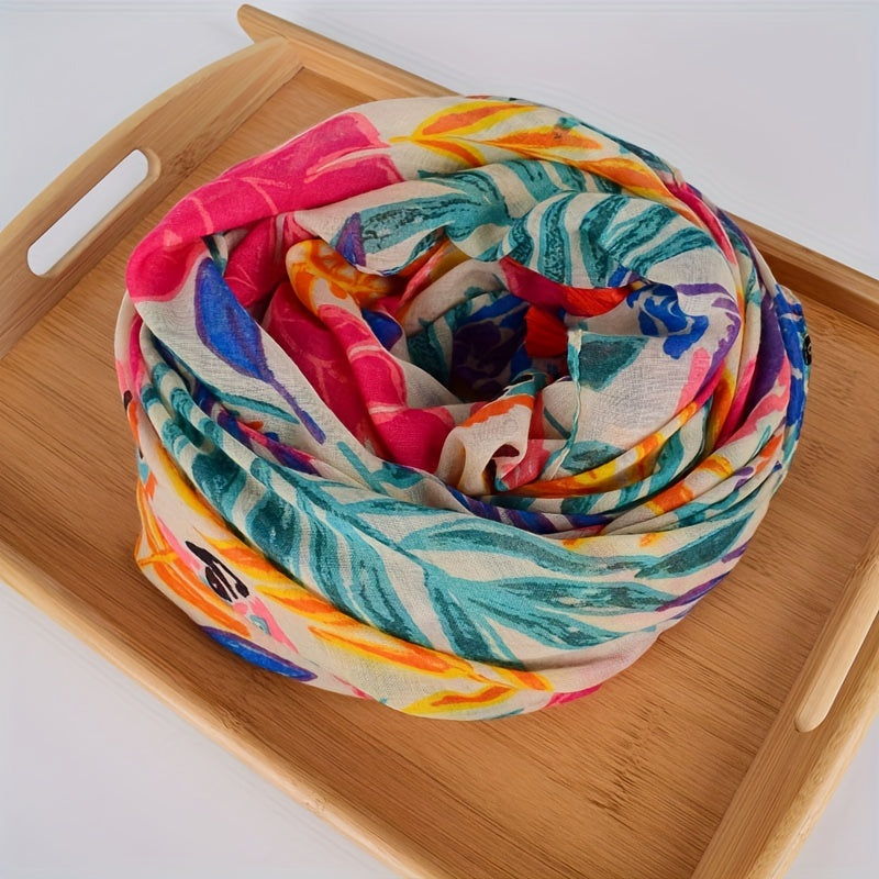 Schal mit buntem Blättermuster