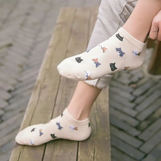 Set aus 5 Paar bedruckter Katzen-Socken