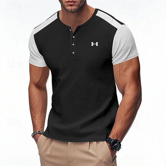 Herren Henley-T-Shirt mit Kontrastfarben