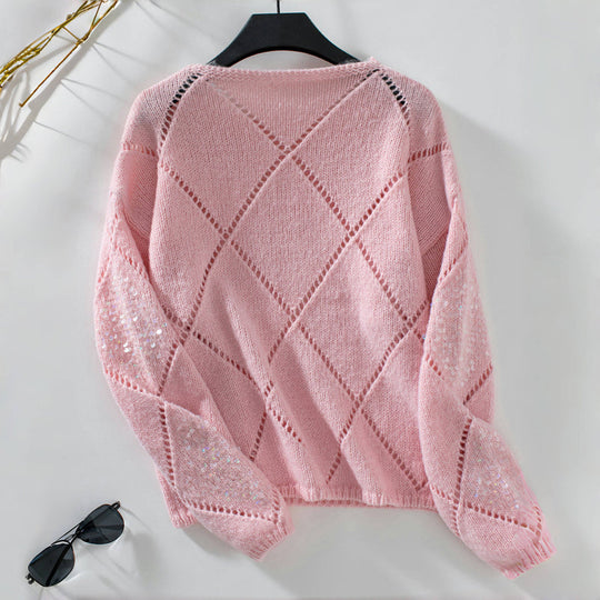 Lässiges Pullover-Trikot mit Lochmuster