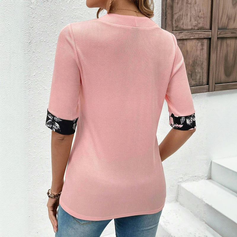 Elegante Bluse mit Floral-Patchwork