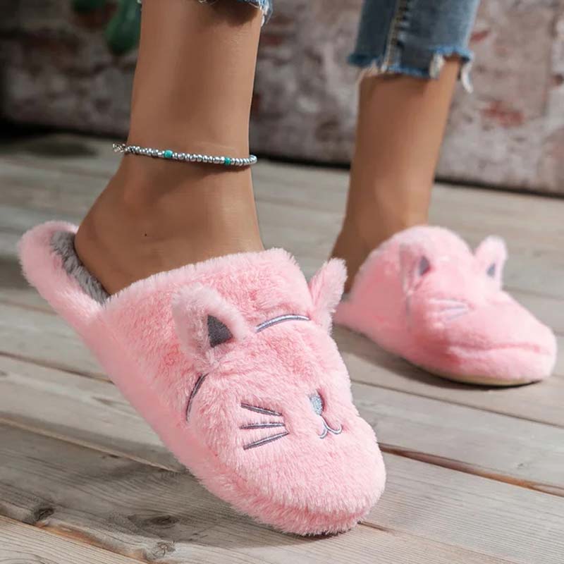 Flauschige Plüsch-Schuhen mit Cartoon-Katzen-Design