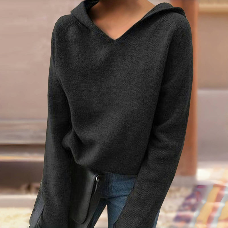 Einfarbige Kapuzen-Pull-Over