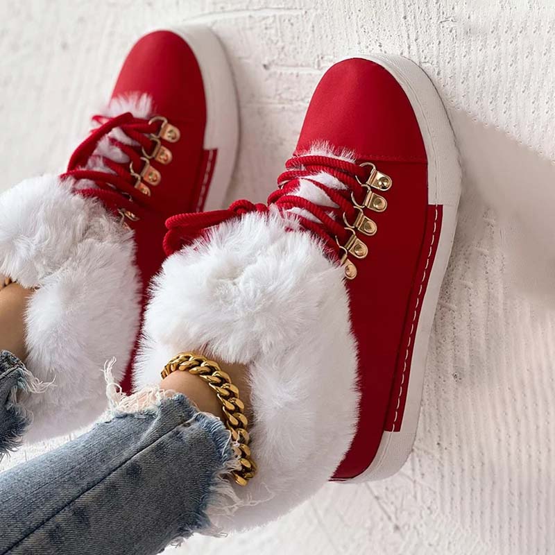 Plüsch-Plattformstiefel warm