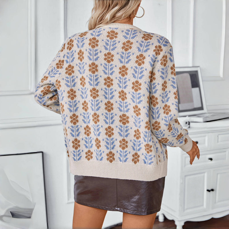 Vintage Blümchen Strickcardigan