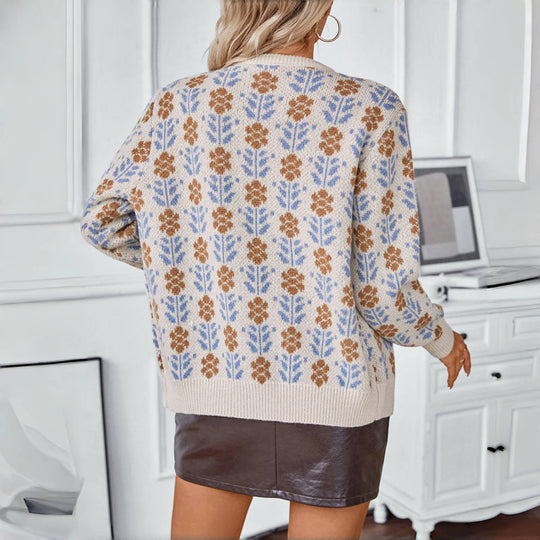 Vintage Blümchen Strickcardigan