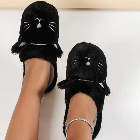 Flauschige Plüsch-Schuhen mit Cartoon-Katzen-Design