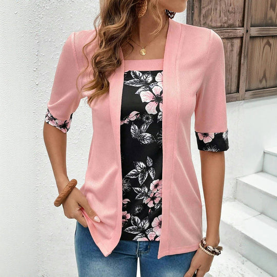 Elegante Bluse mit Blumen-Patchwork