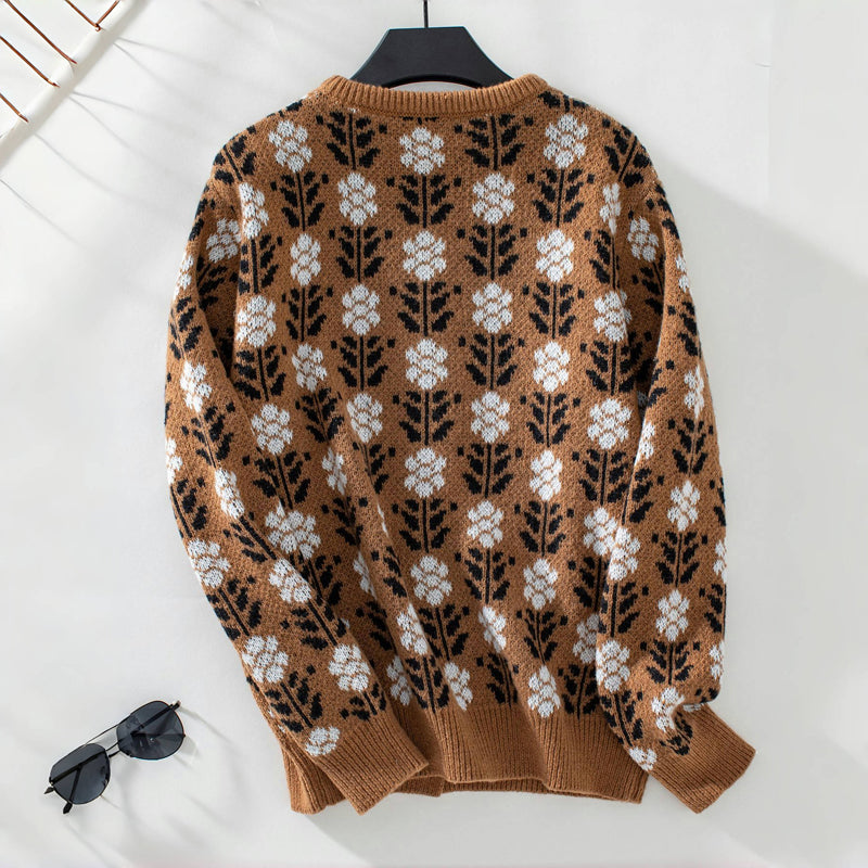 Vintage Blümchen Strickcardigan