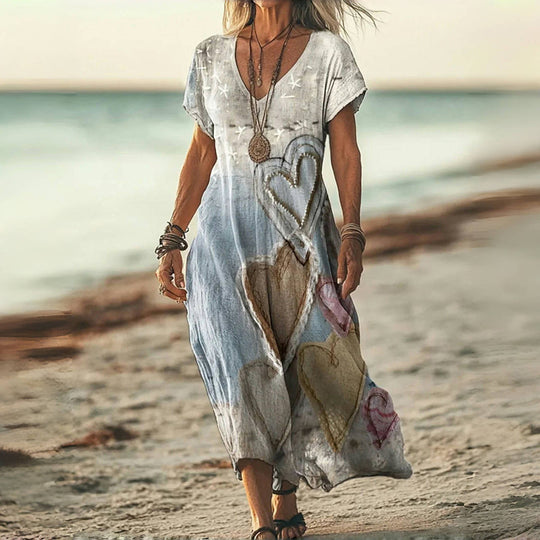 Vintage-Kleid mit Herzprint