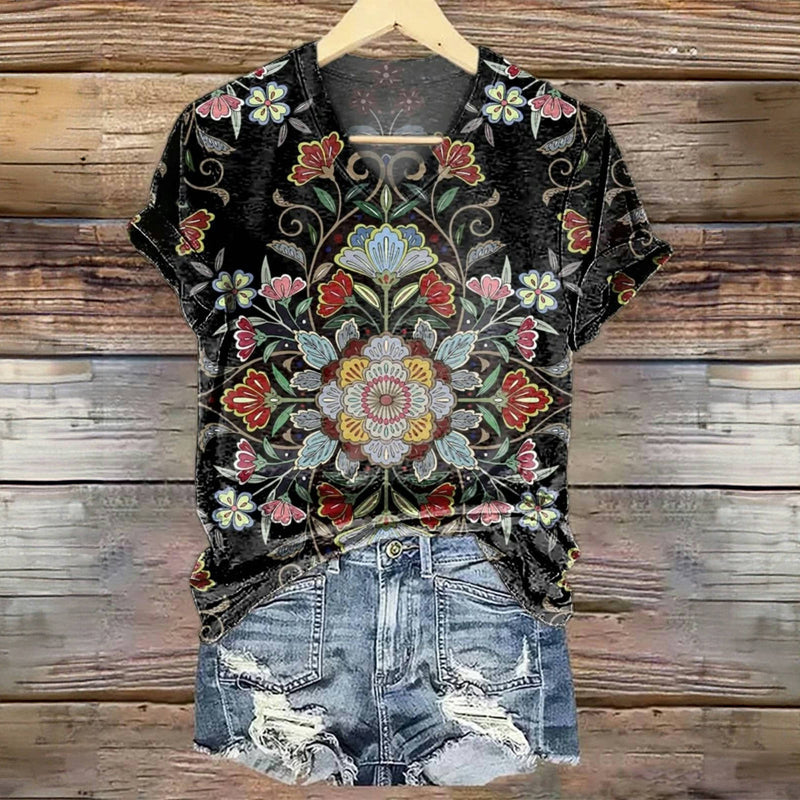 Vintage Blumentapeten T-Shirt