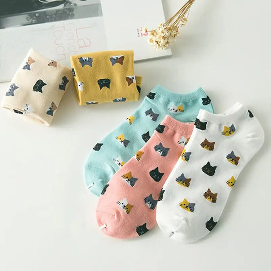 Set aus 5 Paar bedruckter Katzen-Socken