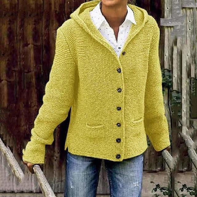 Lässiger gestrickter Kapuzen-Cardigan