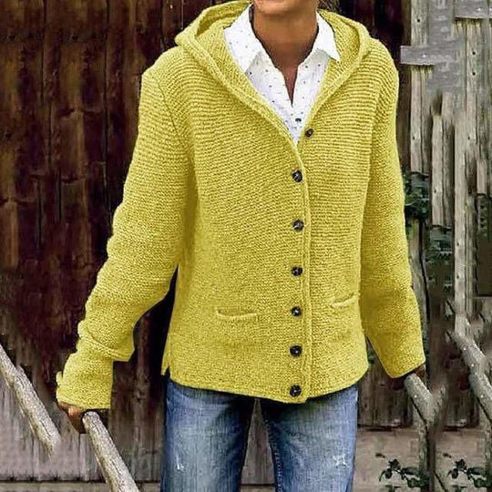 Lässiger gestrickter Kapuzen-Cardigan