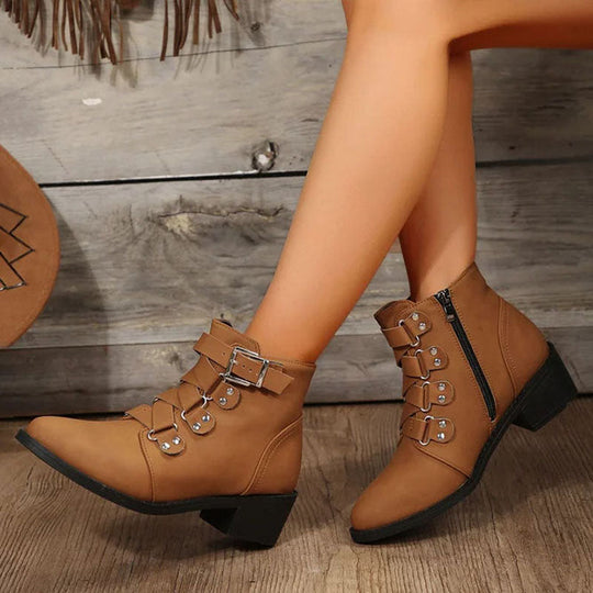 Vintage-Stiefeletten mit dicker Sohle