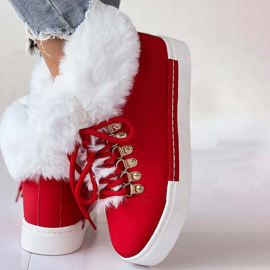 Plüsch-Plattformstiefel warm